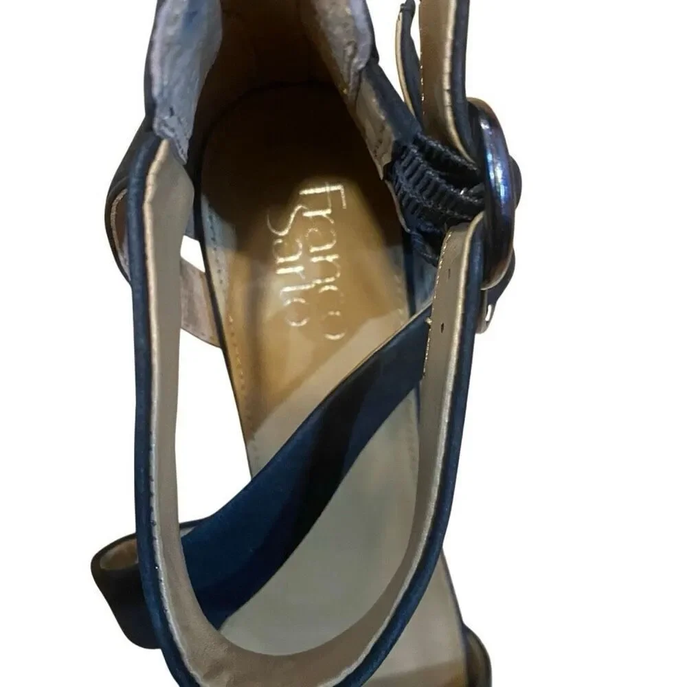 Franco Sarto black sandal size 9.5 leather upper double strap